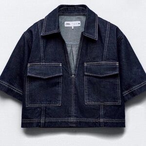 Zara Cropped Denim Top